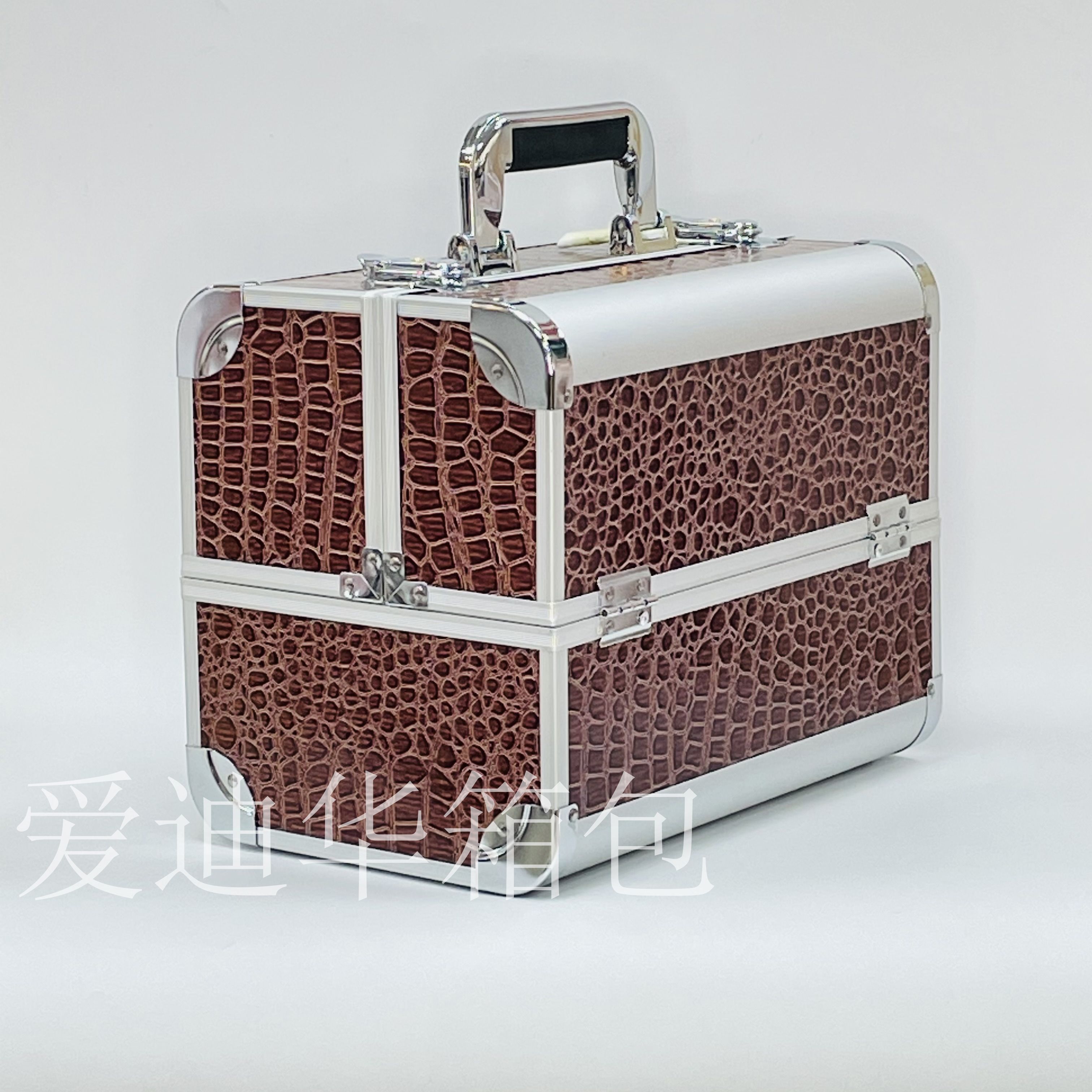 Aidihua's new high-end aluminum crocodile-patterned portable beauty, makeup, and nail care multi-functional makeup box Specification image