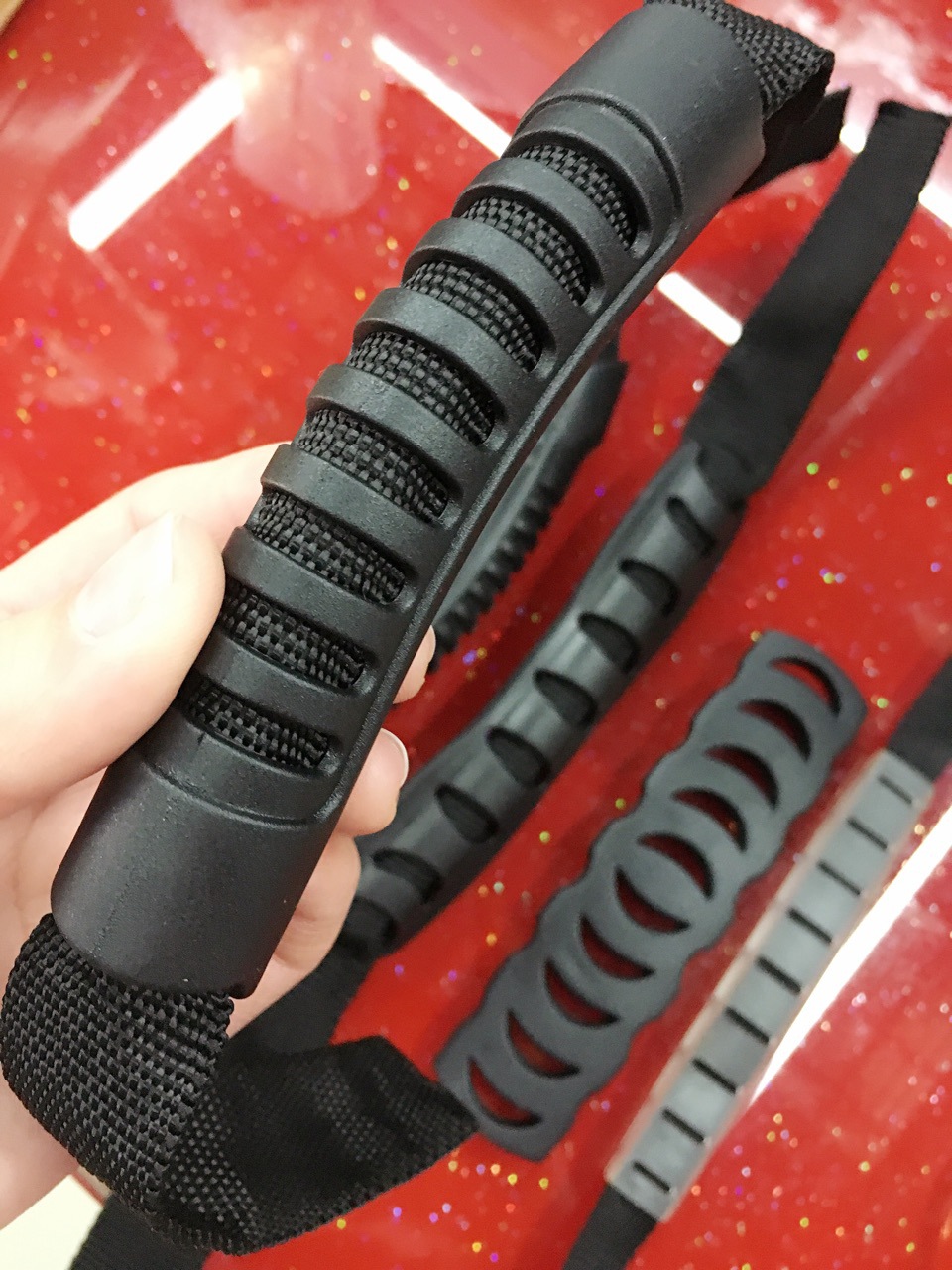 In stock: backpack webbing handle, plastic handle, PVC webbing handle, webbing hollow handle, luggage handle Specification image