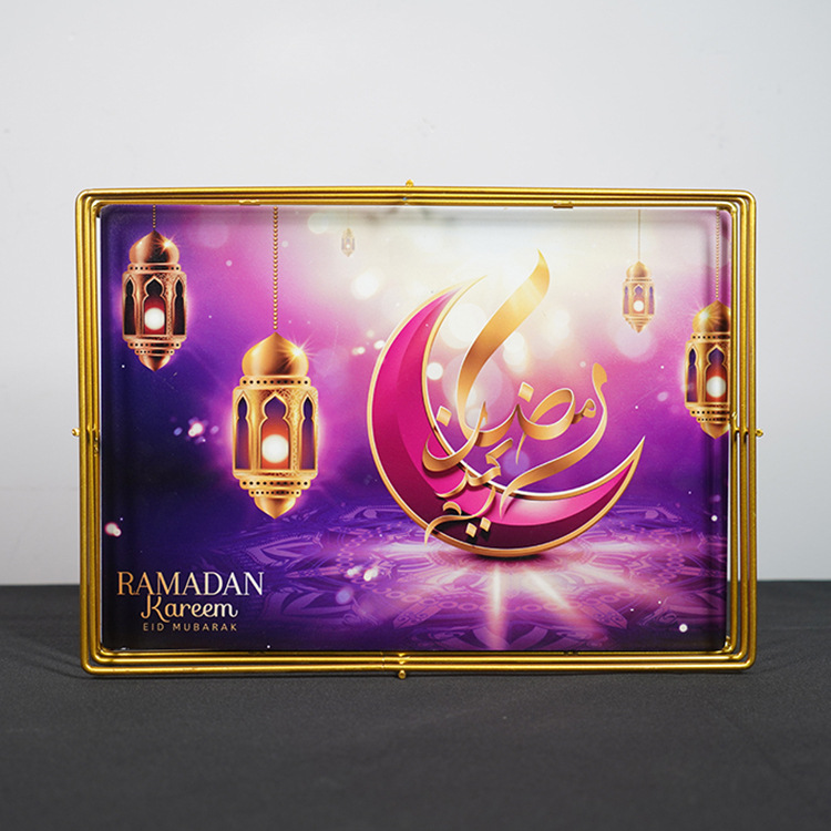 Middle Eastern characteristic Arab-style painted trays, iron art trays for Ramadan festivals, Eid craftsmanship plating