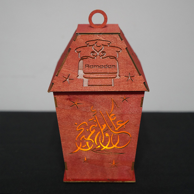 Middle Eastern Arab hanging lanterns for Ramadan, customizable patterned wooden luminous night lights, decorative handicrafts and wind lamps details Picture