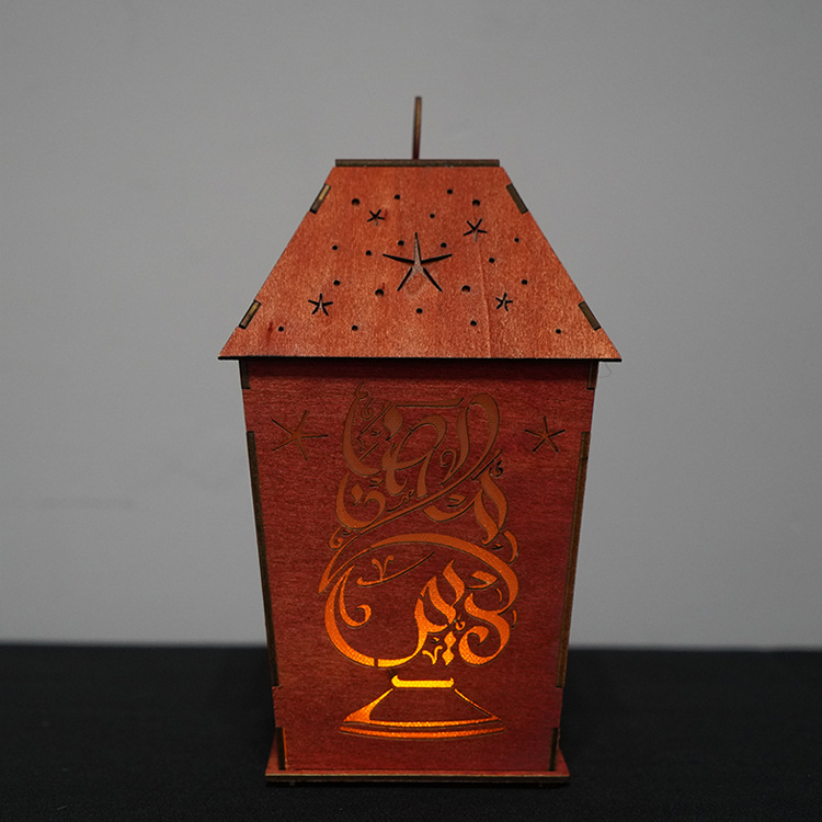 Middle Eastern Arab hanging lanterns for Ramadan, customizable patterned wooden luminous night lights, decorative handicrafts and wind lamps Specification image
