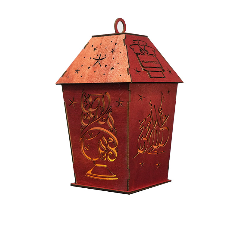 Middle Eastern Arab hanging lanterns for Ramadan, customizable patterned wooden luminous night lights, decorative handicrafts and wind lamps Item Picture