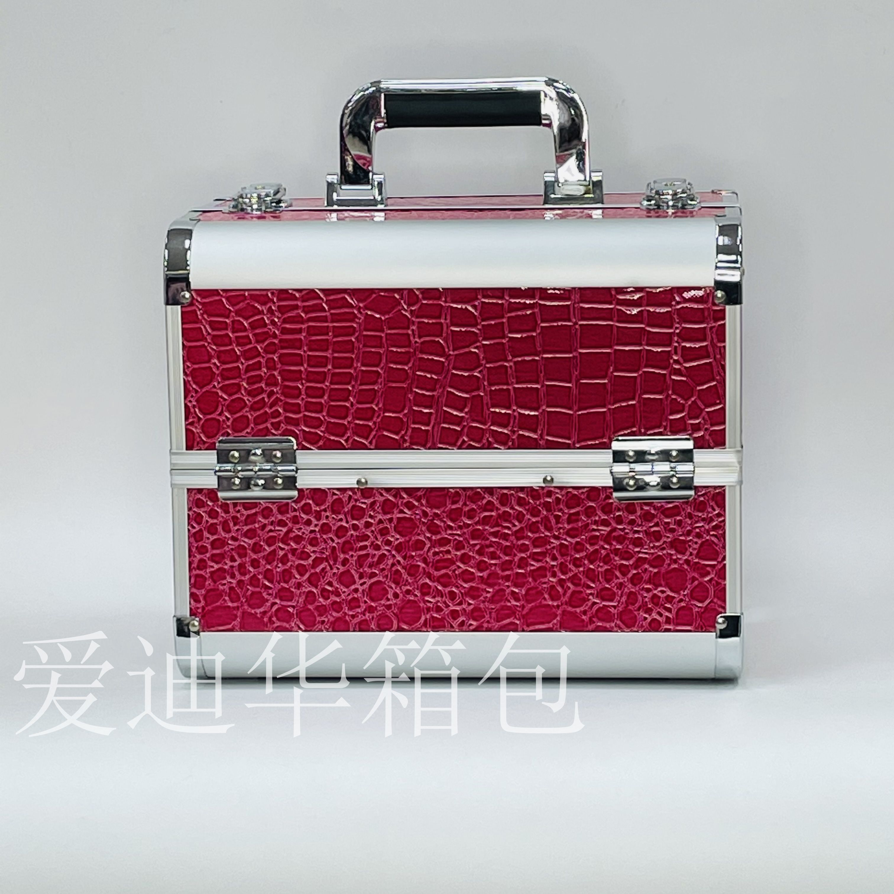 Aidihua's new high-end aluminum crocodile-patterned portable beauty, makeup, and nail care multi-functional makeup box details Picture