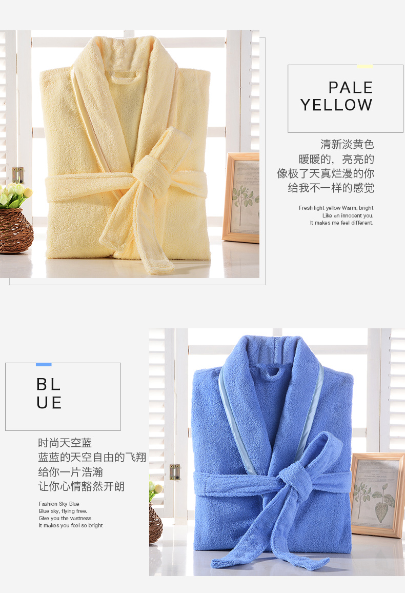 Hotel Bathrobe Cotton Men's Towel Material Female Adult Summer Thin Couple Bathrobe Cotton Bathrobe Absorbent Quick Drying details Picture