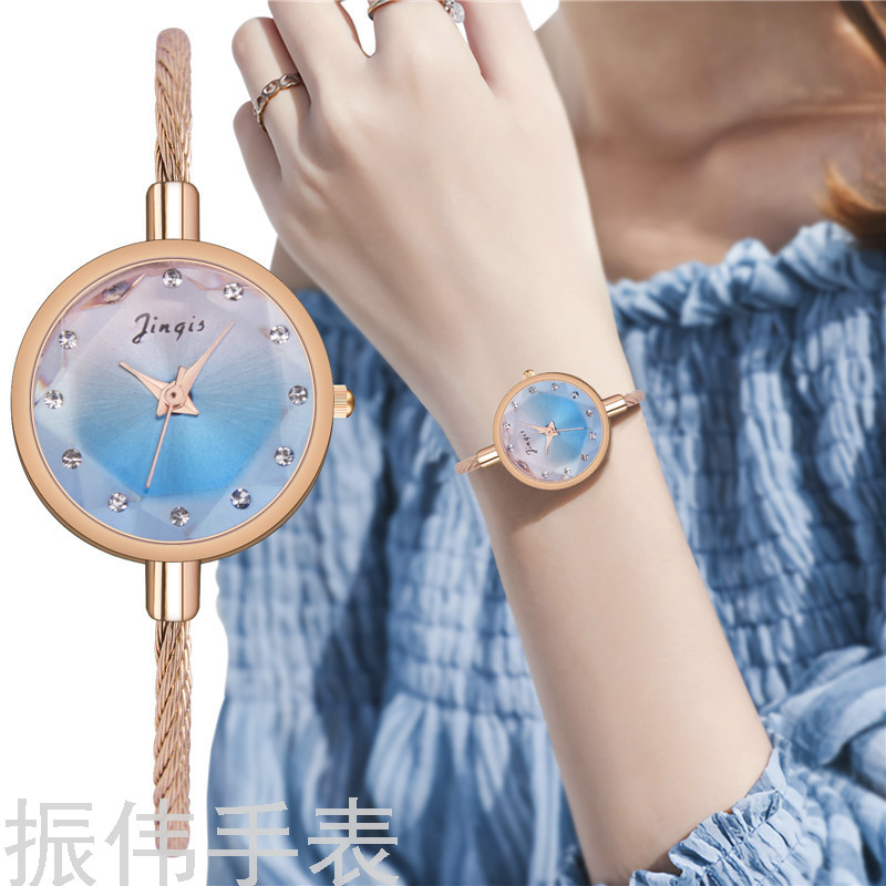 韩版女系手镯表糖果色小清新彩虹星空女表腕表女士渐变色手表