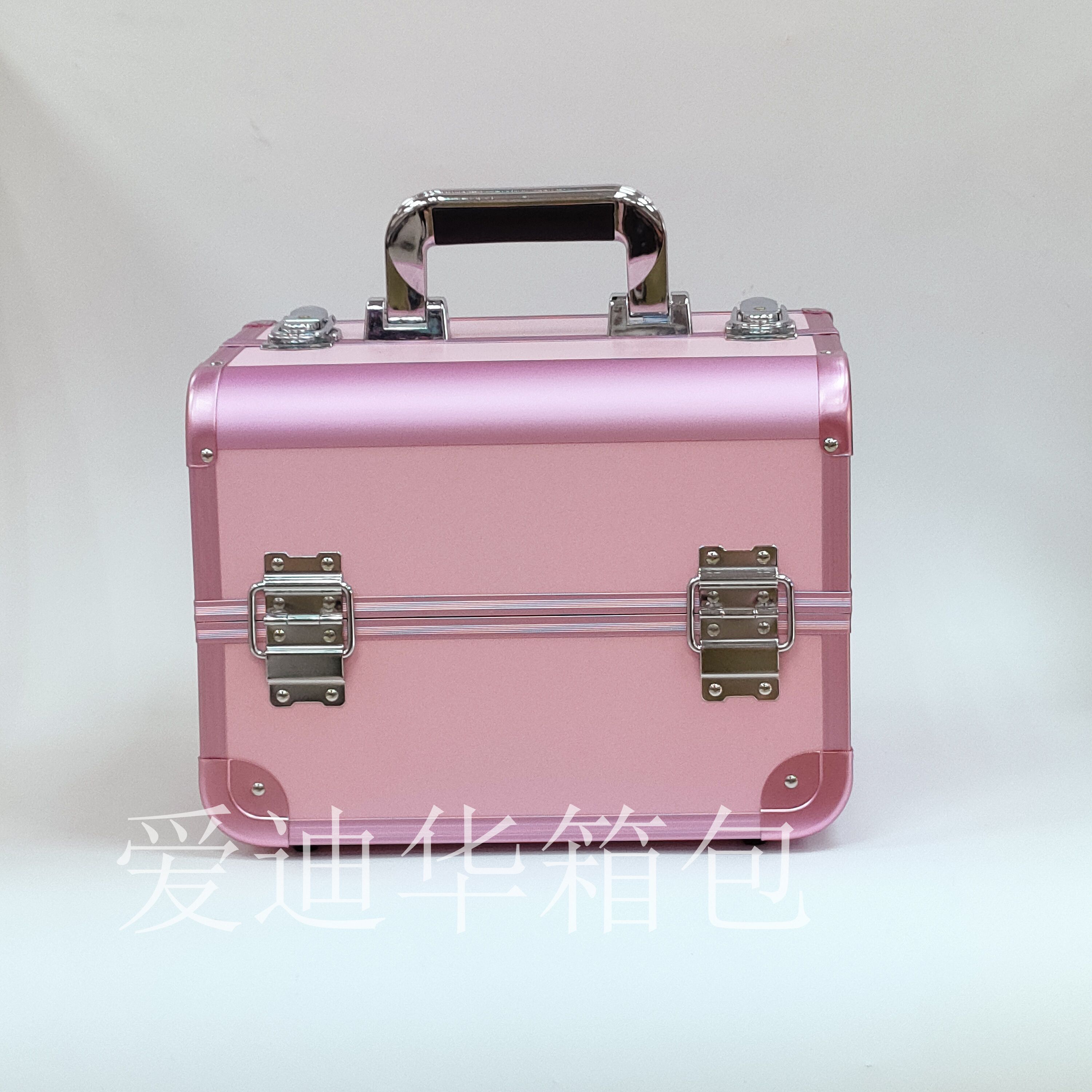 Aidihua's new large-capacity professional portable beauty, manicure and eyelash extension multi-layer professional makeup box in color aluminum rose gold details Picture