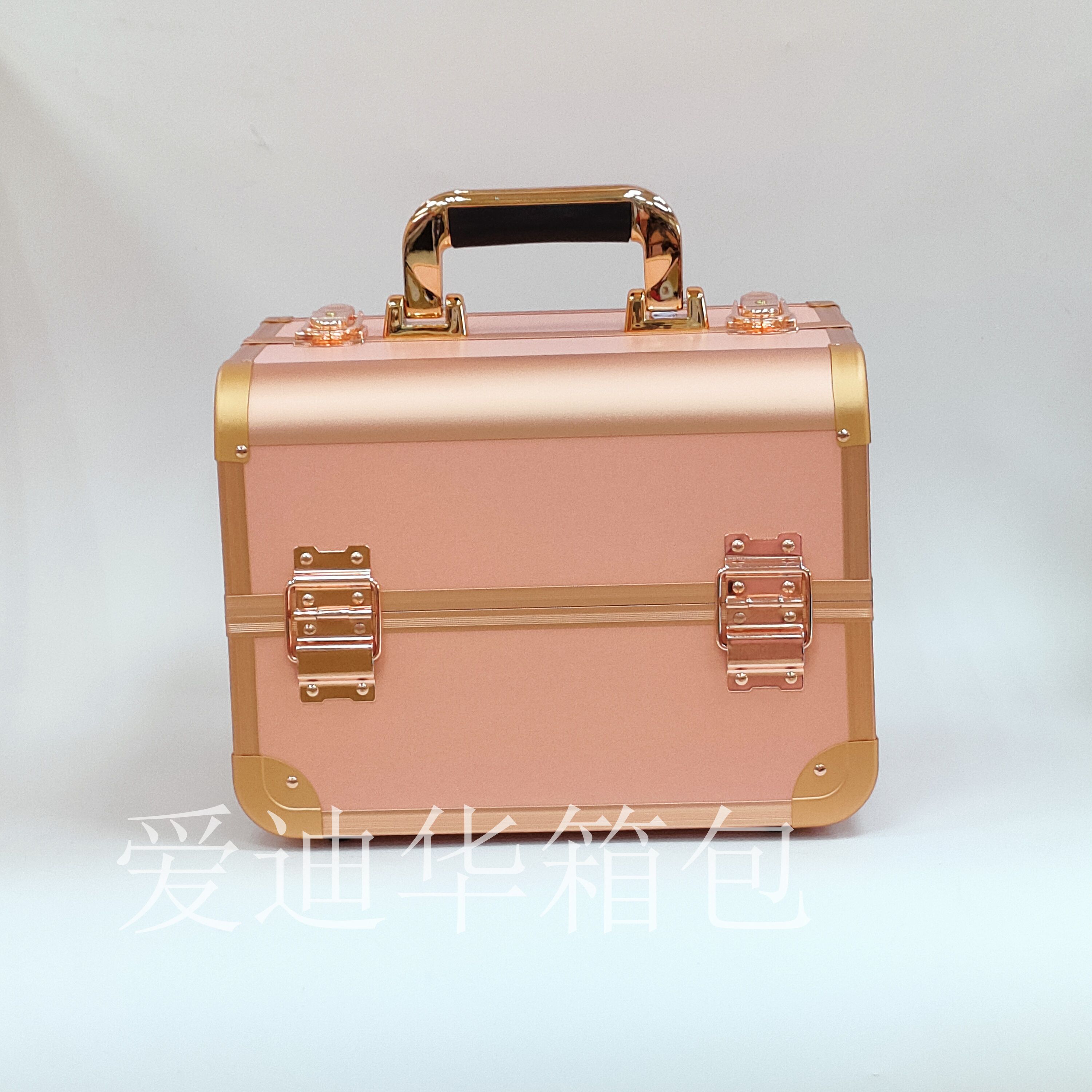 Aidihua's new large-capacity professional portable beauty, manicure and eyelash extension multi-layer professional makeup box in color aluminum rose gold Specification image