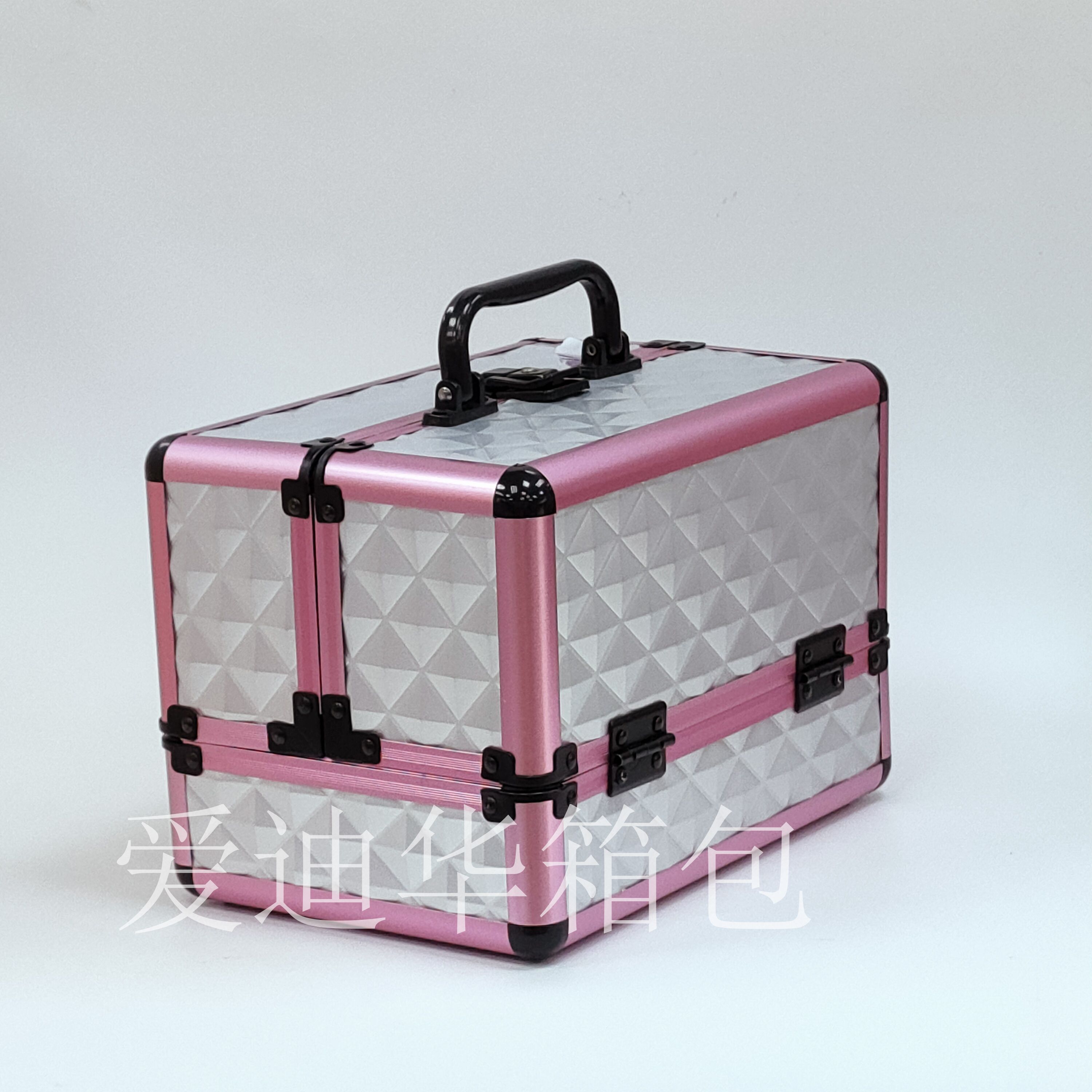 Aidihua small-sized color aluminum double-layer lockable storage beauty and nail art multi-functional professional makeup box, a popular model