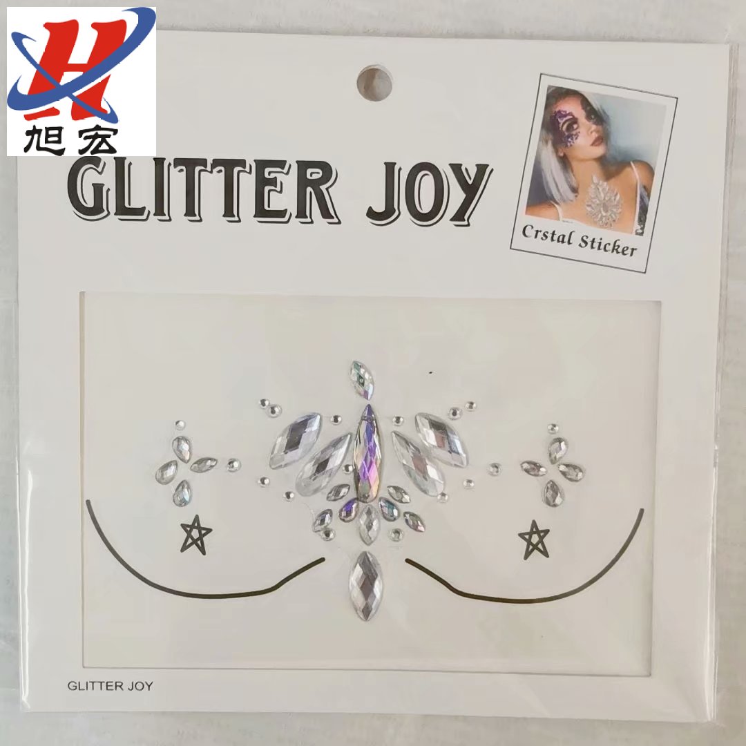 Creative acrylic resin tattoo sticker, crystal water transfer diamond chest sticker, carnival party makeup chest sticker, diamond