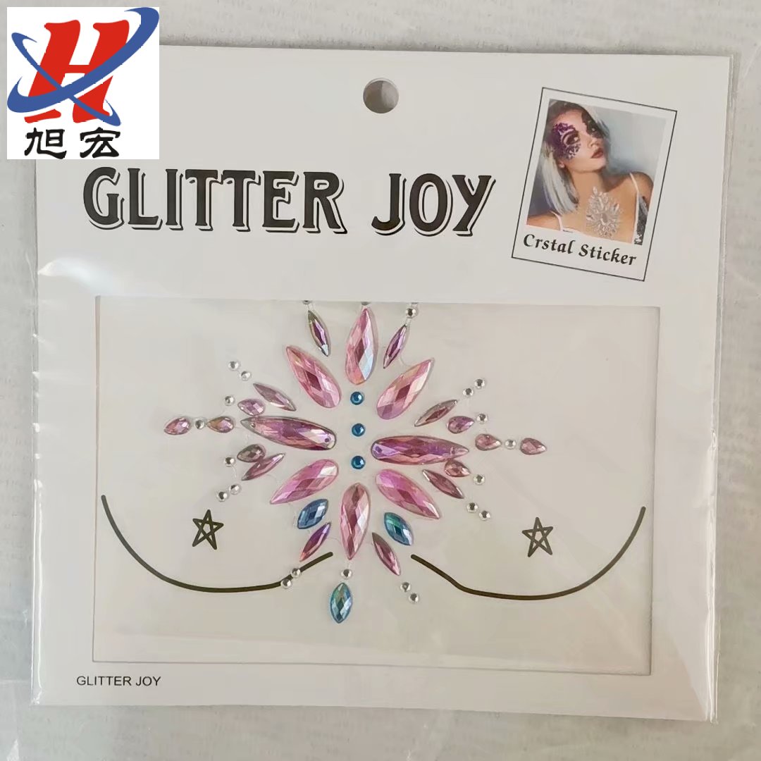 Creative acrylic resin tattoo sticker, crystal water transfer diamond chest sticker, carnival party makeup chest sticker, diamond Application Scenario