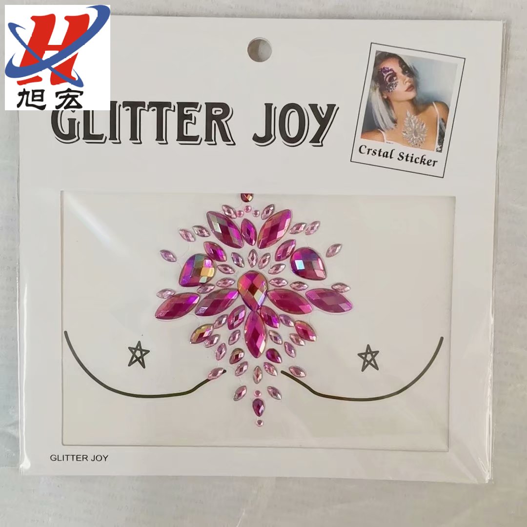 New diamond chest stickers, resin diamond stickers, crystal face stickers, acrylic luminous diamond tattoo stickers, diy diamond sticker manufacturer