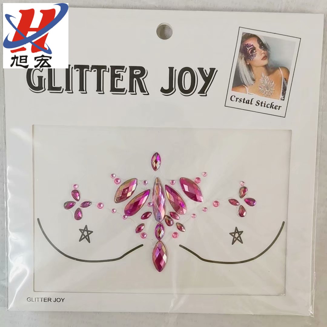 New diamond chest stickers, resin diamond stickers, crystal face stickers, acrylic luminous diamond tattoo stickers, diy diamond sticker manufacturer Item Picture