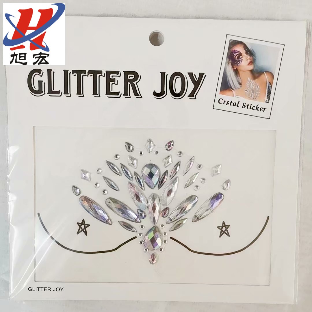 Customized and wholesale face stickers, European and American pop music festival party stage face stickers, rhinestone resin acrylic tattoo chest stickers Specification image