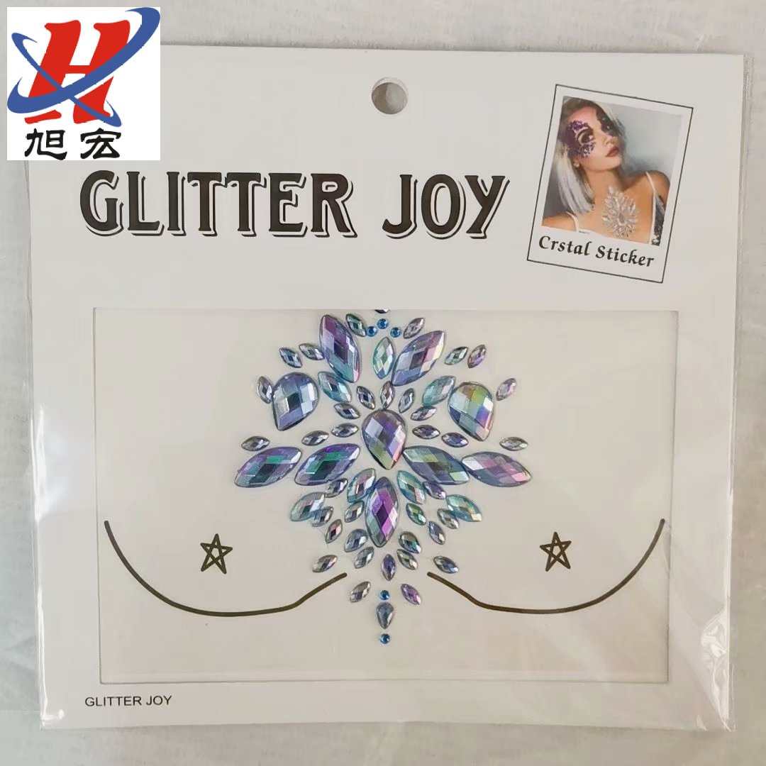 Customized and wholesale face stickers, European and American pop music festival party stage face stickers, rhinestone resin acrylic tattoo chest stickers Item Picture