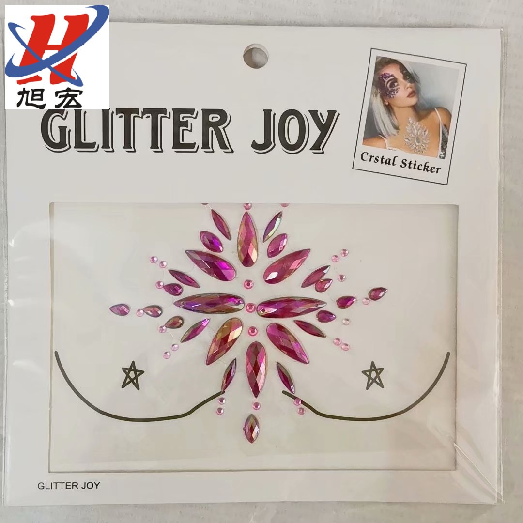 Creative acrylic resin tattoo sticker, crystal water transfer diamond chest sticker, carnival party makeup chest sticker, diamond Item Picture