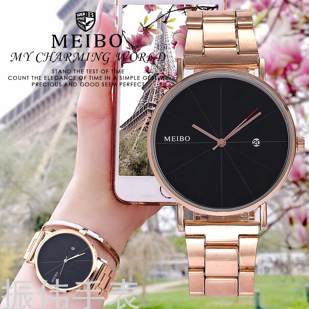 Amazon leisure women's watch simple calendar alloy steel band women's watch AliExpress explosive steel band watch