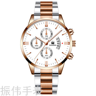 Men's quartz watches, popular and simple steel band trendy watches wholesale with calendar watches