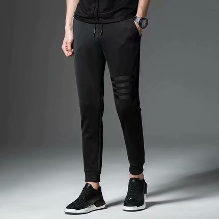 Impulse four seasons men's leather three bar leg pants pure color casual pants sport Harlan pants leather rope pants boys