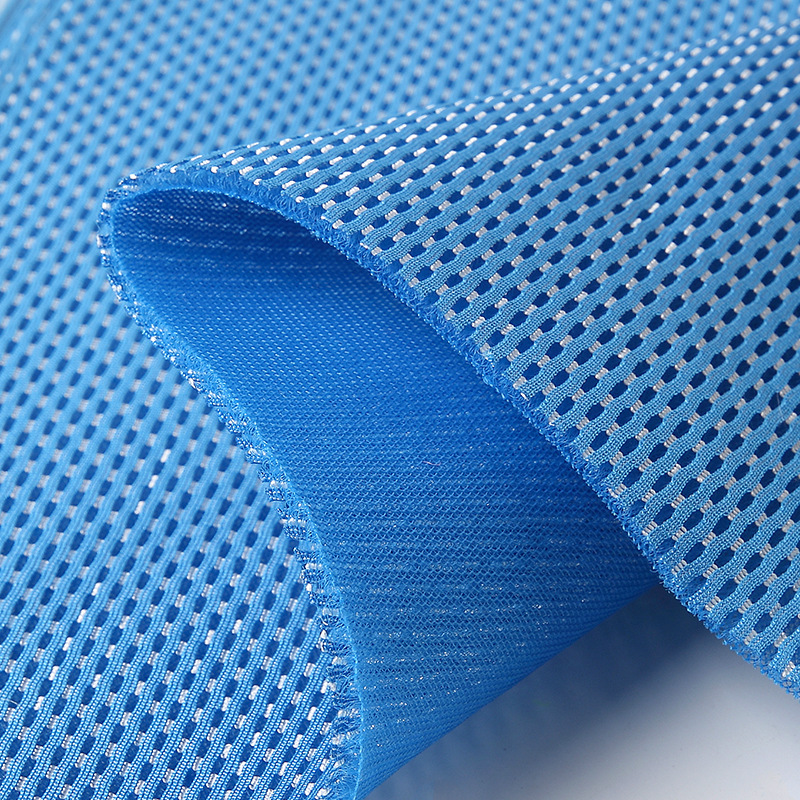 Wholesale blue polyester sandwich mesh fabric, elastic mesh fabric, luggage, shoe materials, sportswear mesh fabric details Picture