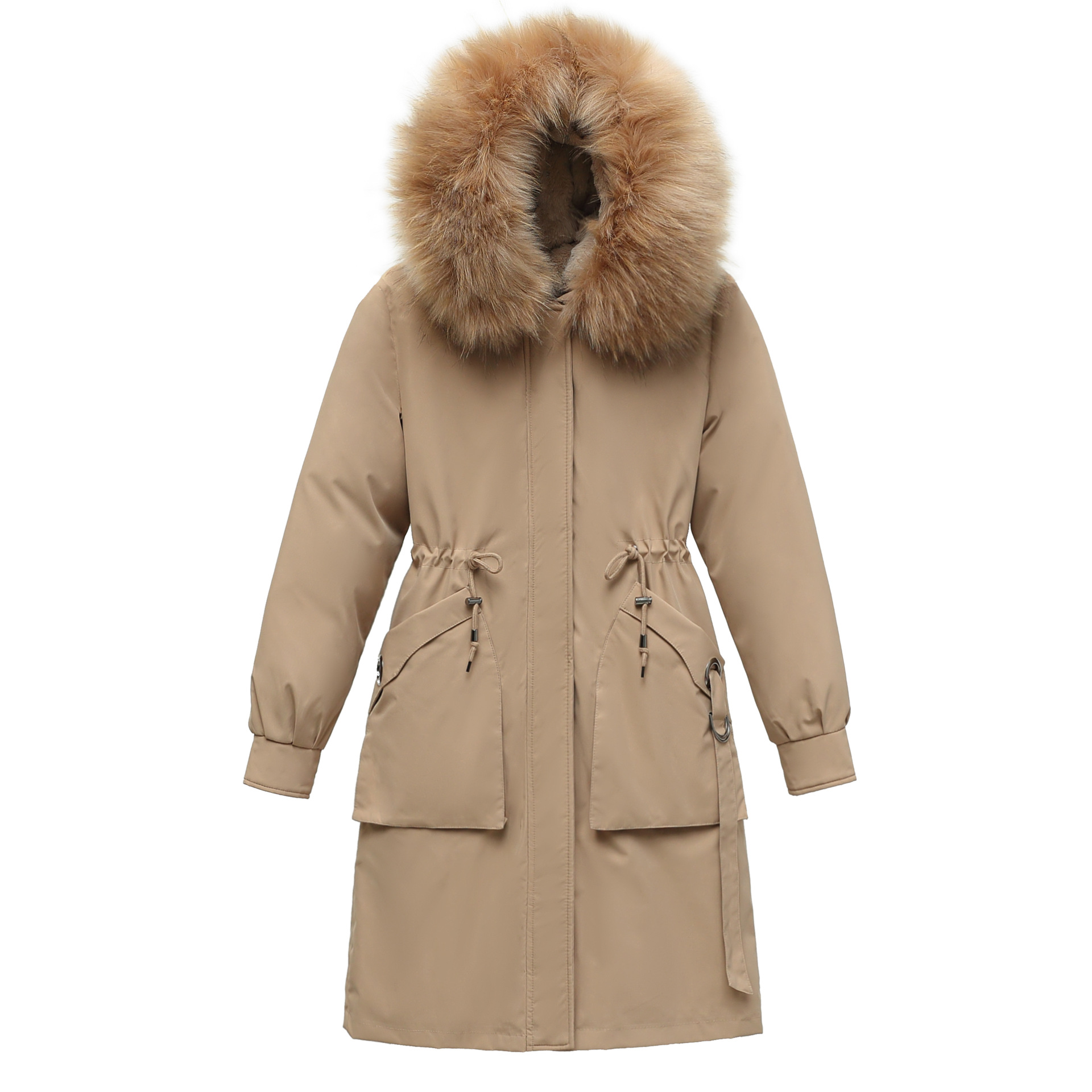 Pai Overcame Women's mid-length, large-sized, detachable, Korean-style loose cotton-padded jacket 2021 new style, knee-length cotton-padded jacket, winter cotton-padded jacket Item Picture