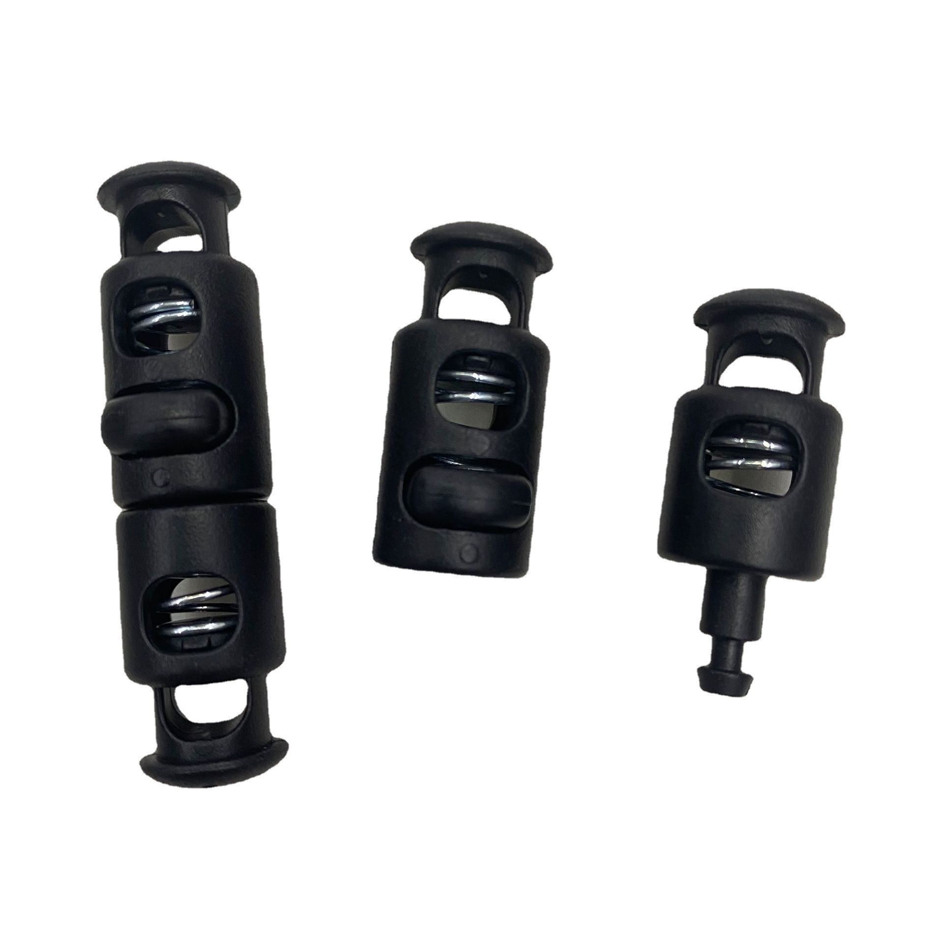 Plastic rope buckle, double-hole spring buckle, rope tail elastic buckle, plastic adjustable buckle, detachable spring buckle, in stock, quick delivery Item Picture