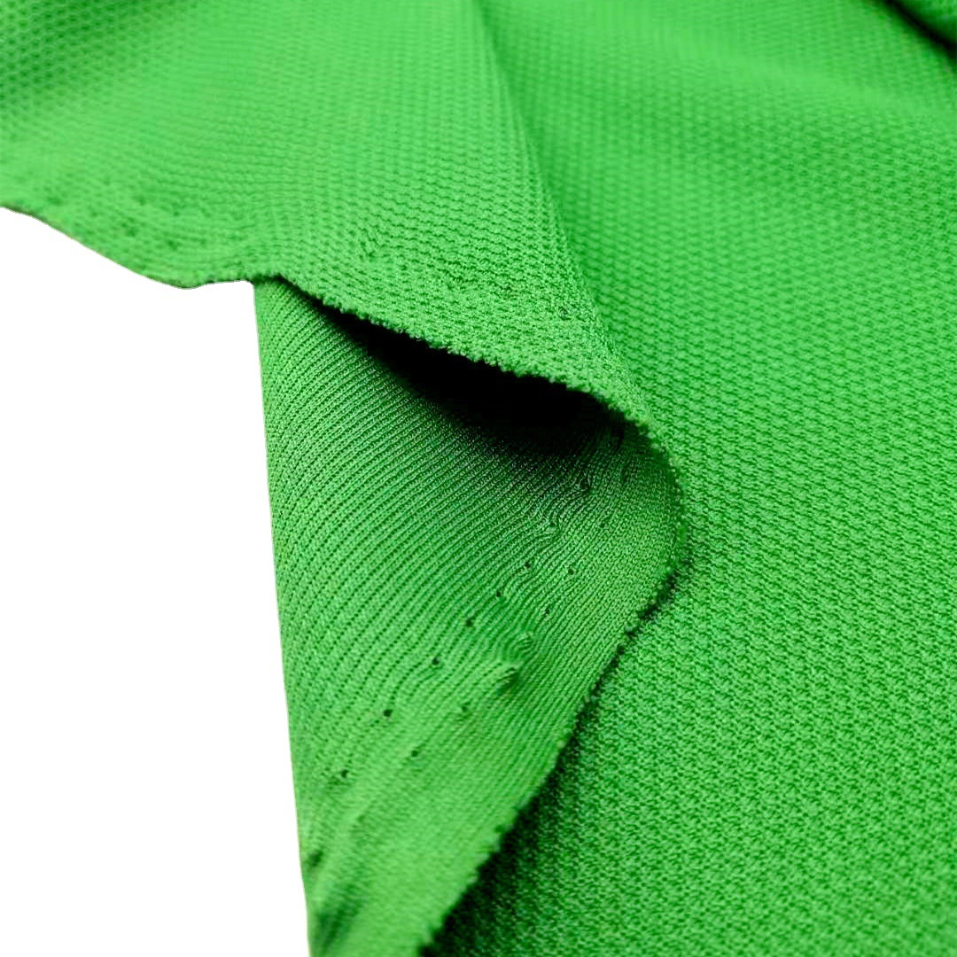 All-polyester bead floor fabric, mesh fabric, knitted fabric, moisture-wicking and sweat-absorbing sports fabric, healthy pk fabric, solid color in stock Item Picture