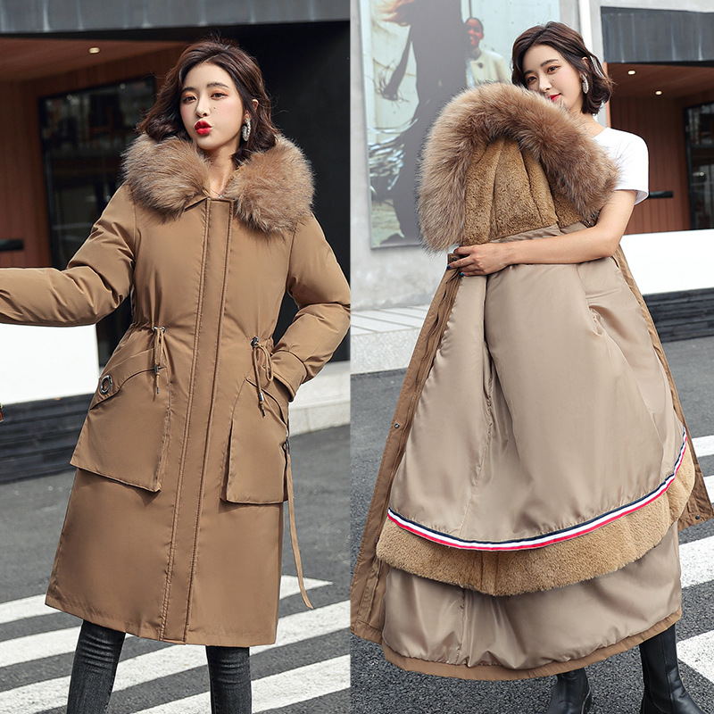 Pai Overcame Women's mid-length, large-sized, detachable, Korean-style loose cotton-padded jacket 2021 new style, knee-length cotton-padded jacket, winter cotton-padded jacket details Picture