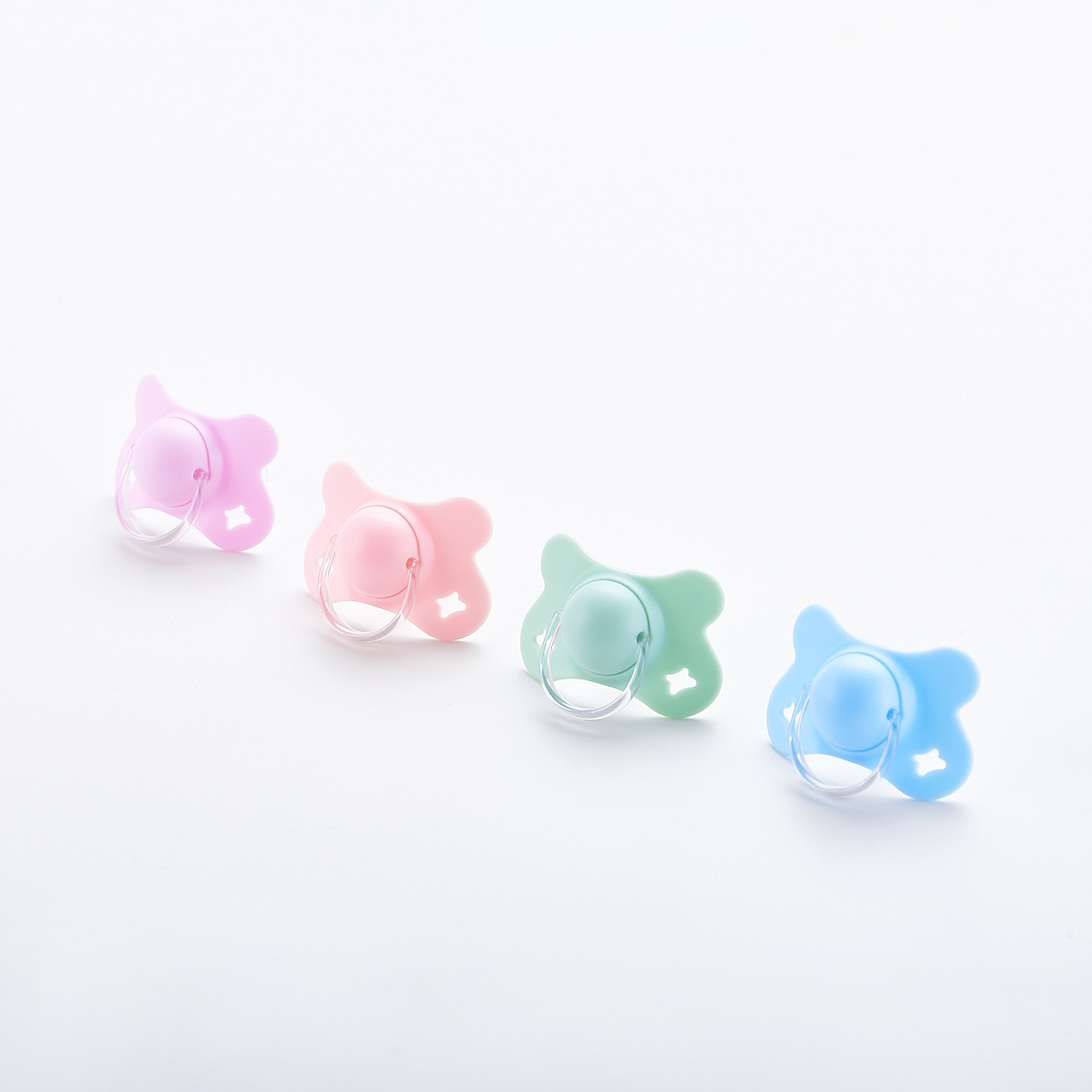 Silicone baby pacifier with lid, butterfly-shaped flat head sleeping pacifier, wholesale from Bite Bite Joy Factory Specification image
