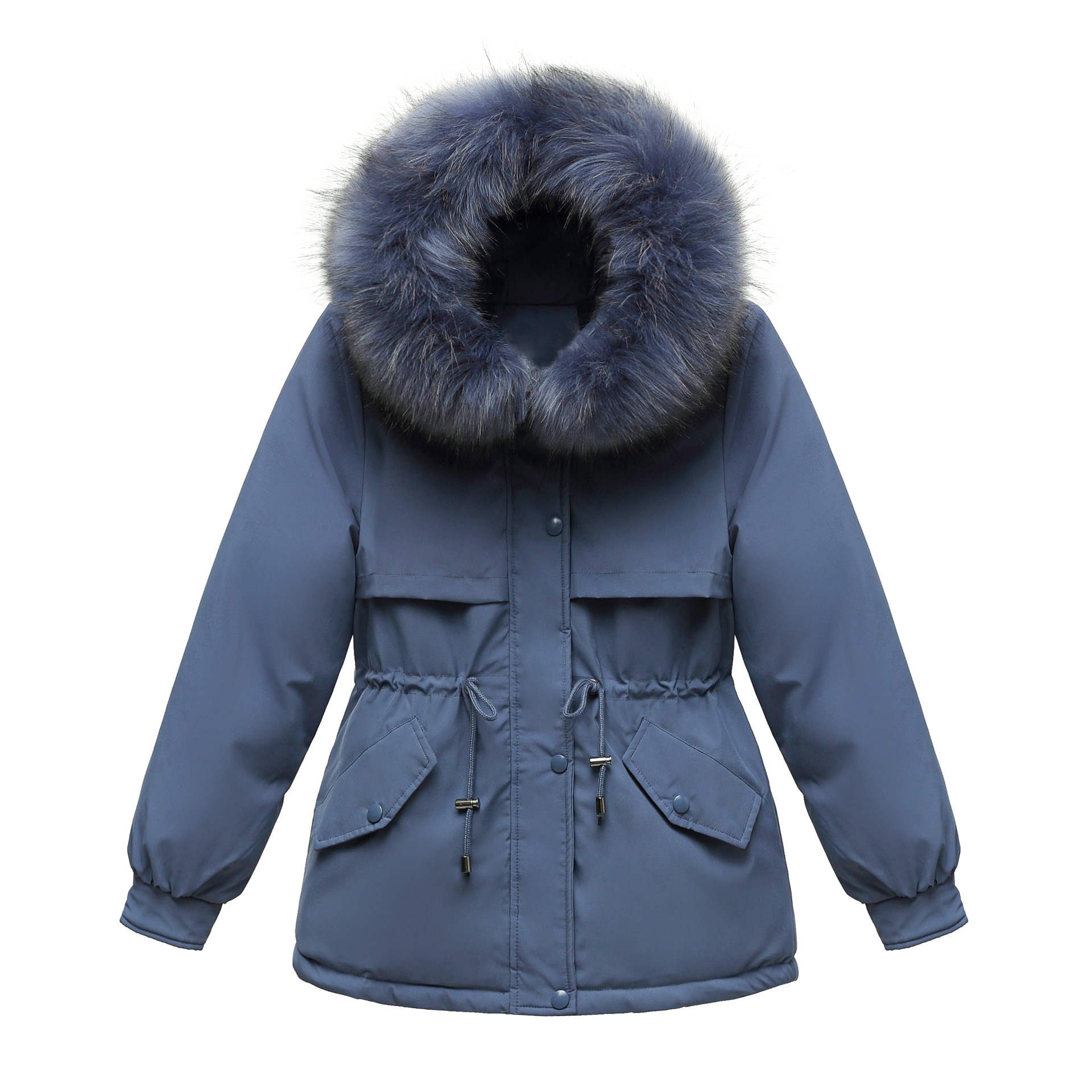 The 2021 new style of Paigao women's Korean-style waist-cinching and slimming down cotton-padded jacket with added fleece and thickened winter cotton-padded jacket Item Picture