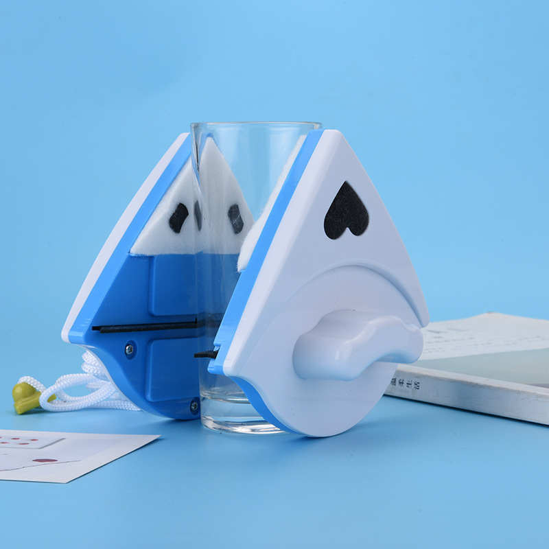 Double-sided glass window cleaner, triangular multi-functional double-sided magnetic glass cleaner, glass scraper Application Scenario