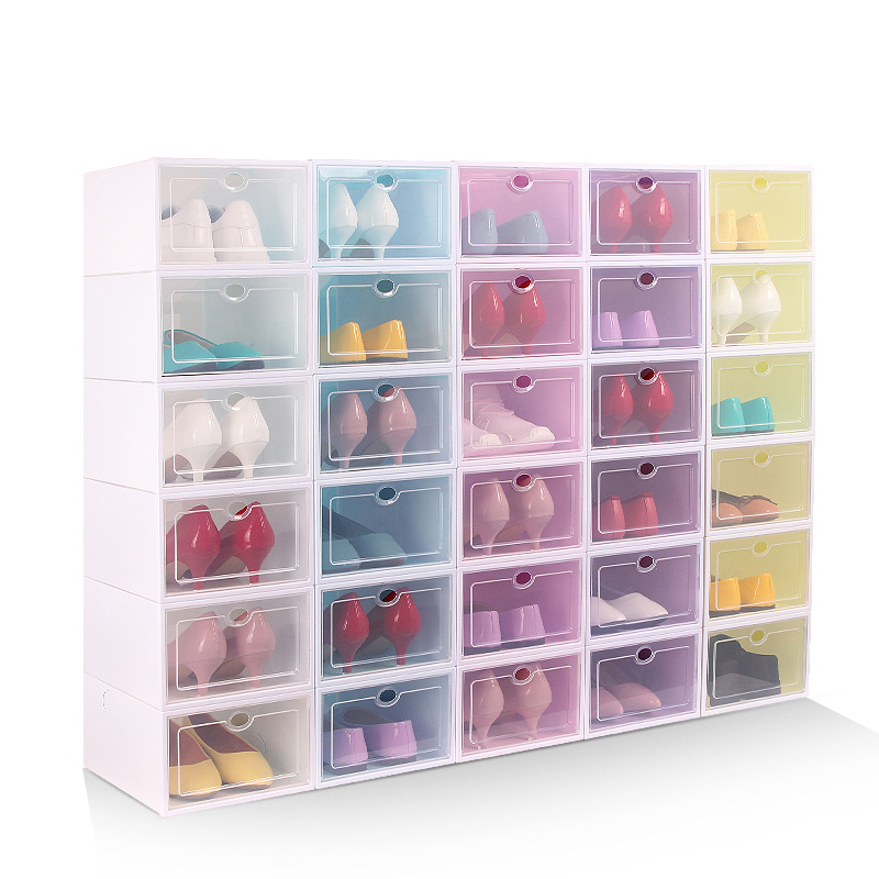 Thickened shoe box, transparent shoe box, plastic flip-top drawer type shoe box, home goods storage box Item Picture
