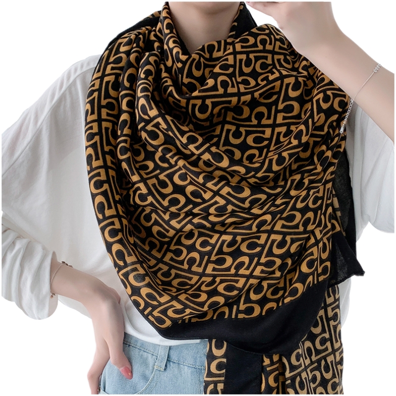 New long cotton and linen scarf for women with digital 5 print, a live-streaming bestseller in stock Item Picture