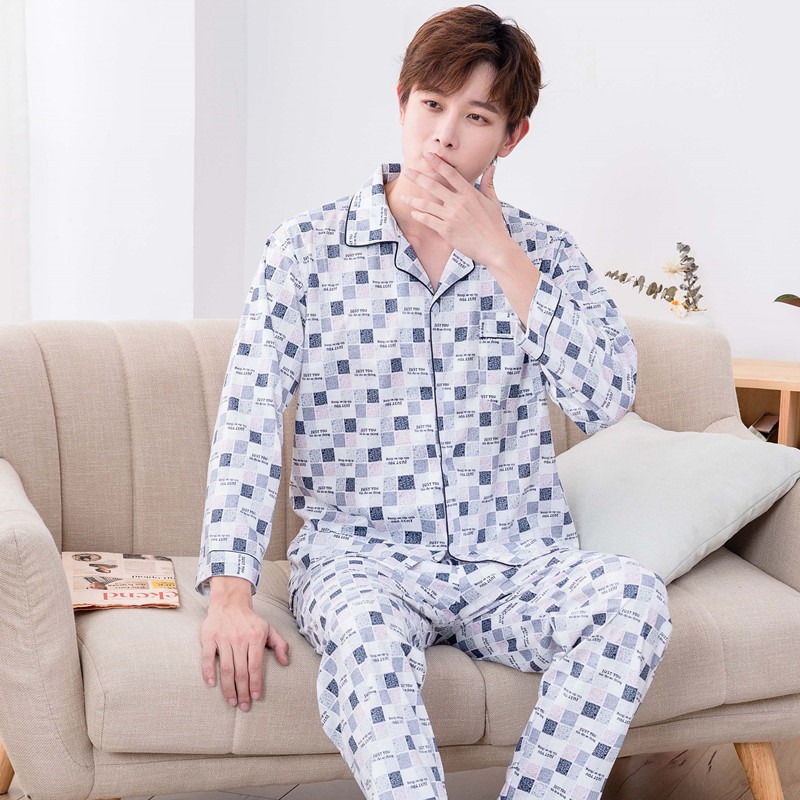 Amazon foreign trade middle-aged and elderly men's pajamas long-sleeved spring and autumn loose plus-size Dad summer home wear set Application Scenario