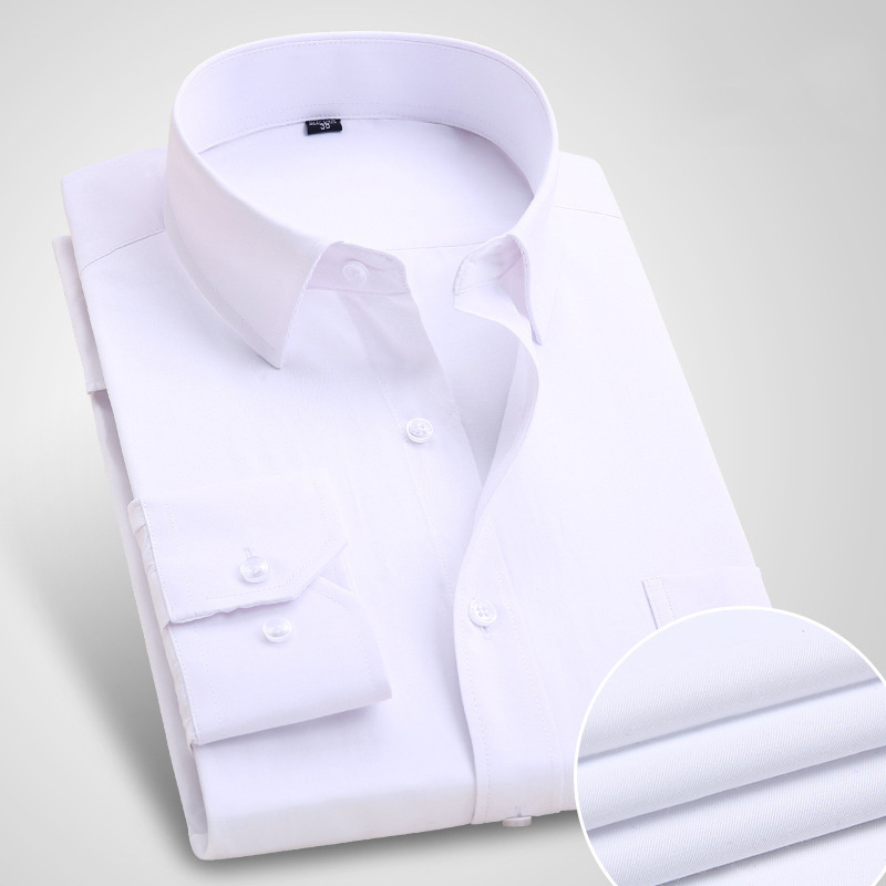 Men's shirt low price processing white long-sleeve hot shirt manufacturers direct business leisure wardrobe display photo.