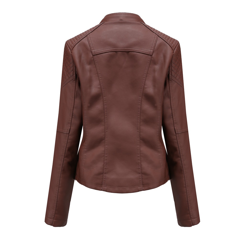 2021 Cross-border European-style new Spring and autumn women's leather jackets, women's short jackets, slim leather coats, and women's motorcycle suits Application Scenario