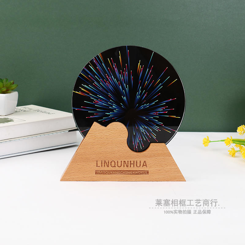 Circular thickened creative trophy, crystal medal customization, outstanding employee engraved retirement gratitude plaque, commemorative authorization Specification image