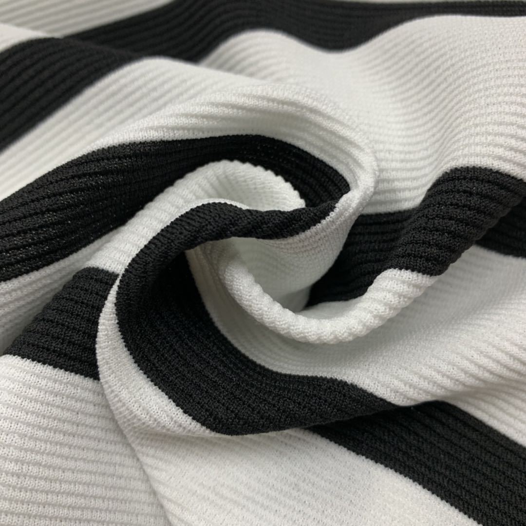 Original manufacturer's large circulation color stripe spandex staircase fabric, all-polyester large color stripe elastic staircase fabric details Picture