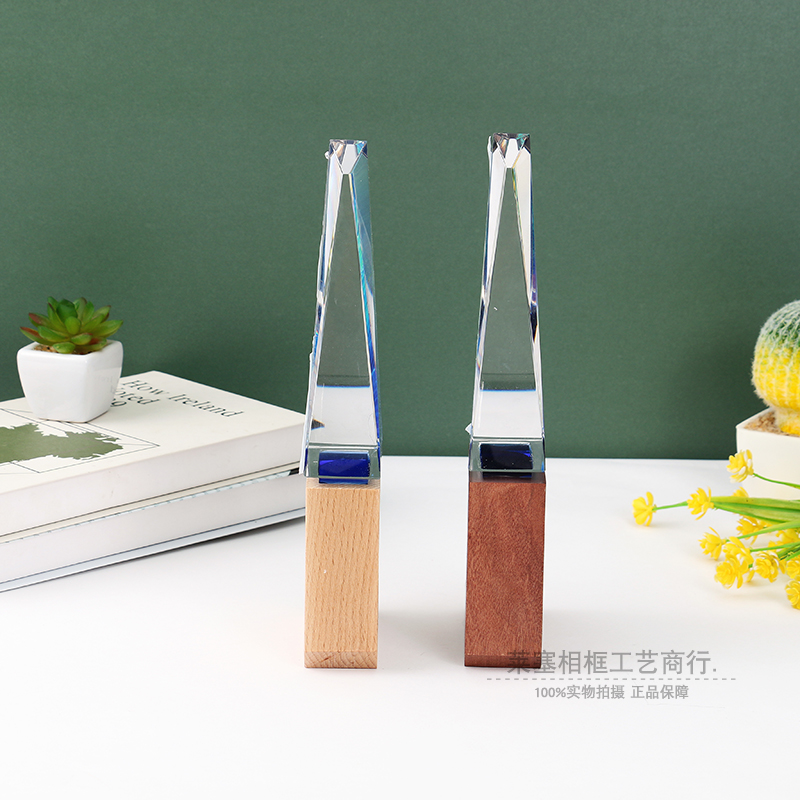 Customized crystal wooden trophies with free engraving, corporate and institutional award ceremony souvenirs, personalized customization and creative annual meeting gifts Item Picture