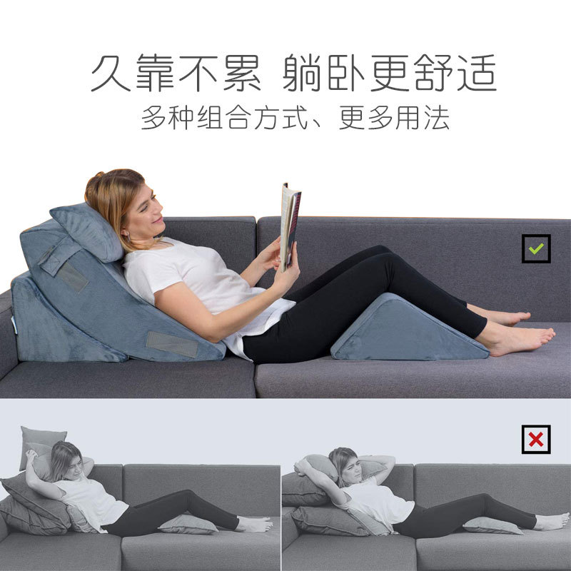 Multi-functional cross-border triangular pillow set: Pregnant women and the elderly, sloping waist pillow, backrest, lazy person's head pillow, waist rest, and leg rest Specification drawing