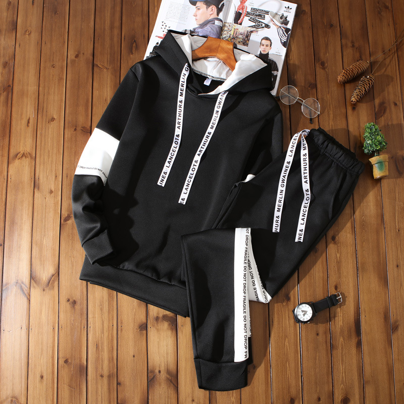 Factory direct sales of men's sportswear 2021 new autumn hooded casual sweatshirt set, youth set, male trend Specification image