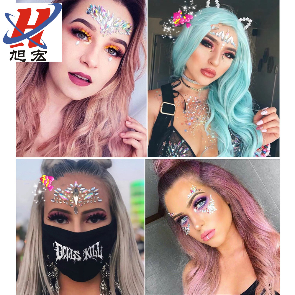 New resin diamond crystal face sticker diamond sticker acrylic light diamond tattoo sticker diy diamond sticker manufacturers