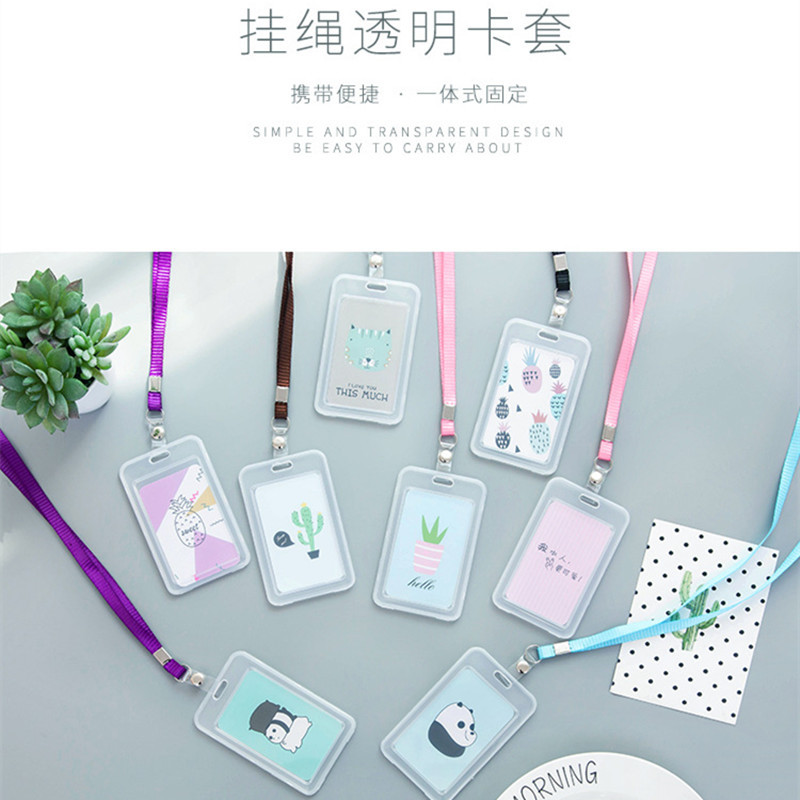 Hot-selling plastic waterproof transparent card sleeves for students with lanyards, wholesale two-yuan store supply Specification image