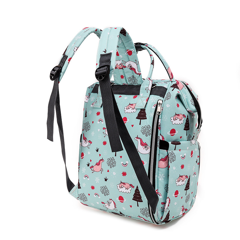 New patterned mommy bag, multi-functional waterproof, ultra-light nylon, mommy's shoulder bag for going out, baby bottle, diaper, mother and baby backpack Specification image