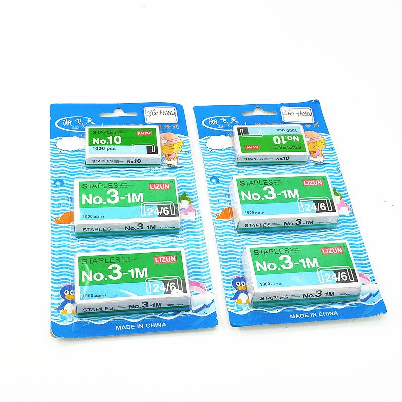 Wholesale stationery staples, cassette packaging, 3 boxes of staples, large and small staples Application Scenario