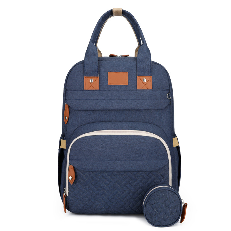Factory direct sales: New multi-functional mummy bag, double-shoulder baby bed backpack, large-capacity waterproof bag with pacifier, embroidered thread Item Picture