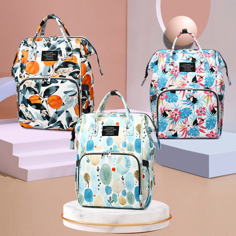 Wholesale of new mom bags, large-capacity waterproof double-shoulder baby bags with baby bottles and diapers, ultra-light mom baby bags
