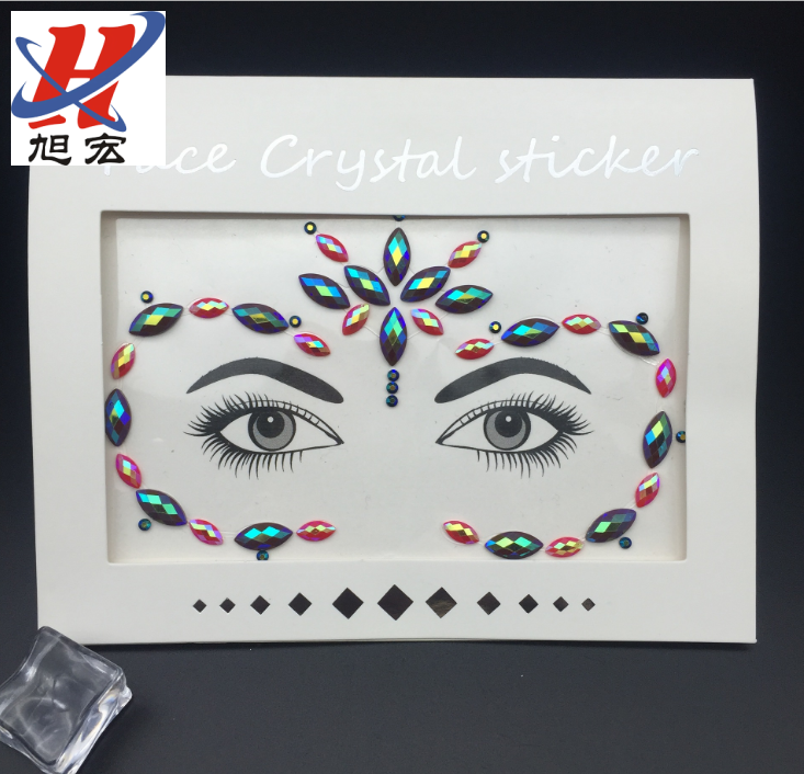 In-stock acrylic face stickers, eco-friendly resin face stickers, crystal diamond forehead stickers, water diamond face stickers