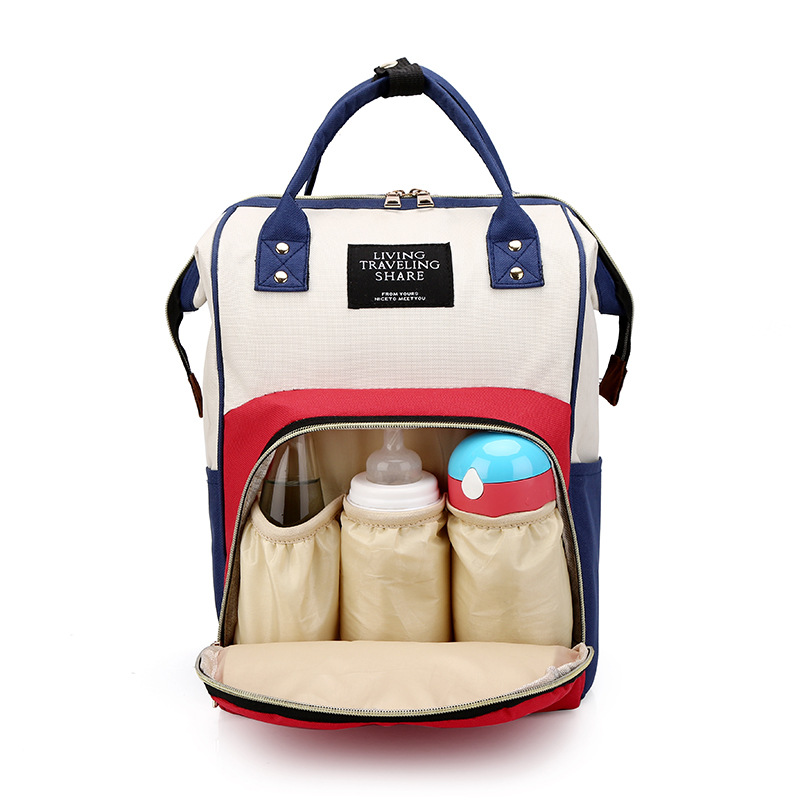 Factory-customized gift mom bag with printed patterns, large capacity, lightweight, double-shoulder mother and baby bag, waterproof maternity bag Item Picture