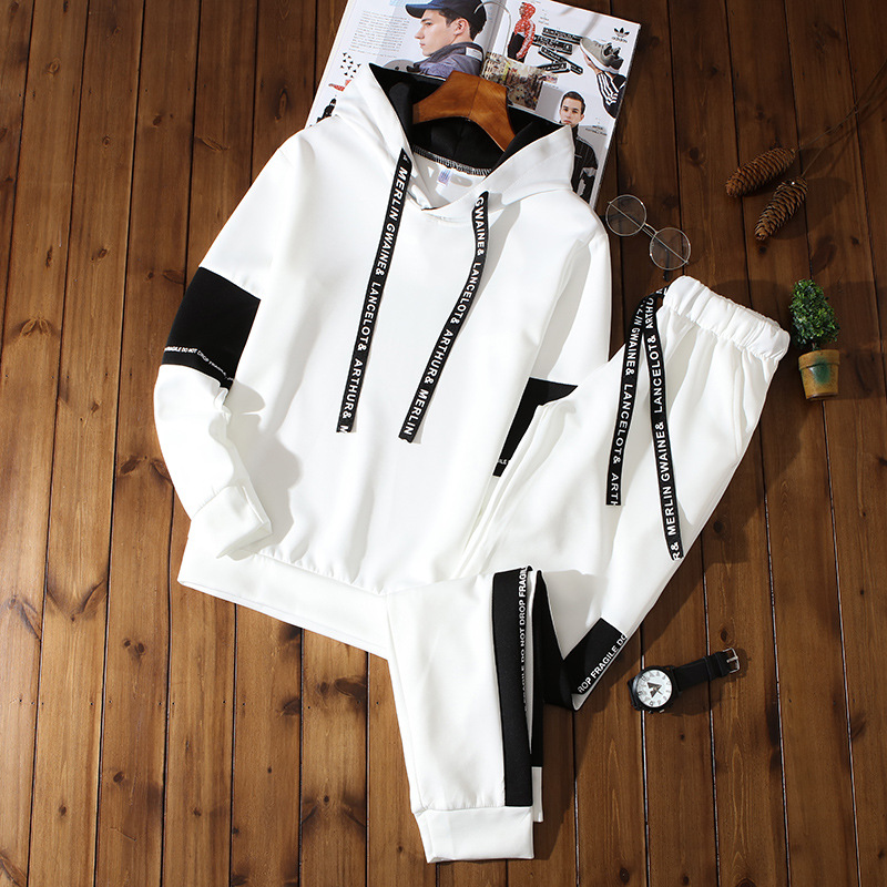 Factory direct sales of men's sportswear 2021 new autumn hooded casual sweatshirt set, youth set, male trend