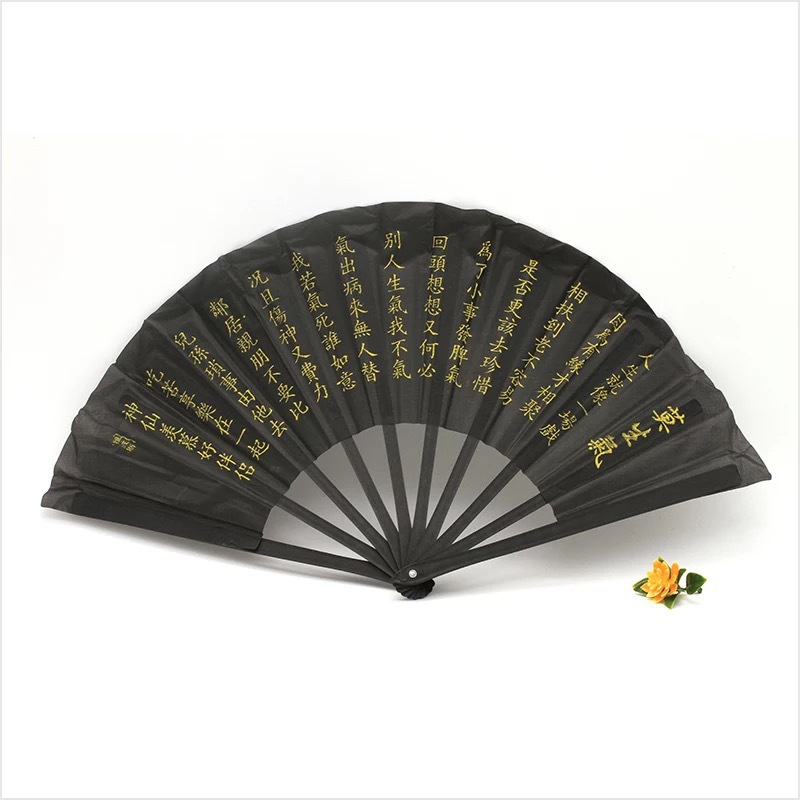 30cm, 26cm, 23cm black cloth fans and plastic sheet folding fans are available for wholesale at Yiwu Eryuan Department Store details Picture
